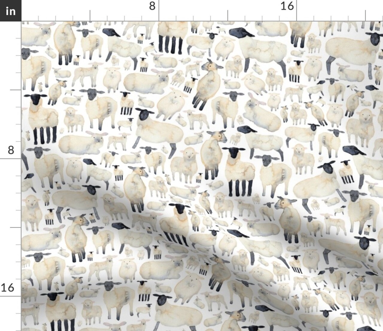 White Sheep Farmyard Animal Lamb Spring Easter Custom Printed Fabric by Spoonflower Various Fabrics by the Yard or Fat Quarter